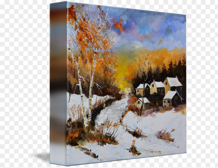 Winter Scene Ledent / Pol Watercolor Painting Oil PNG