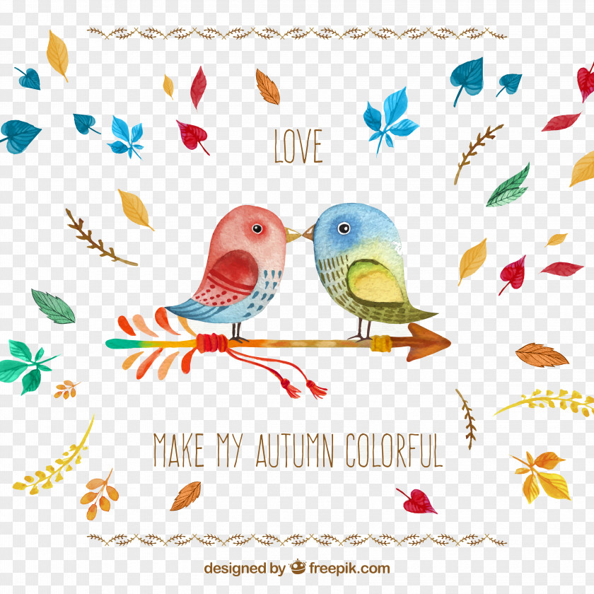 Cartoon Pair Of Lovebirds Love Heart PNG