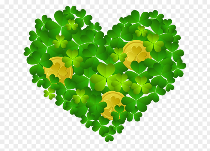 St Patricks Shamrock Heart With Coins PNG Clipart Saint Patrick's Day Ireland Wallpaper PNG