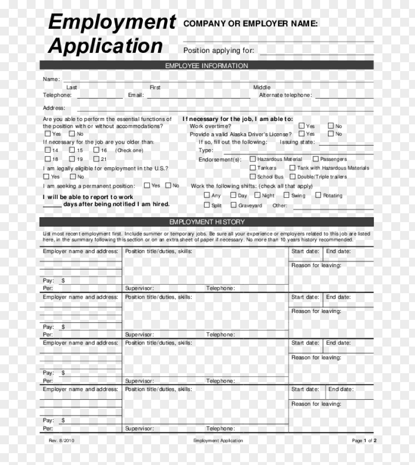 Application For Employment Template Cover Letter Résumé PNG