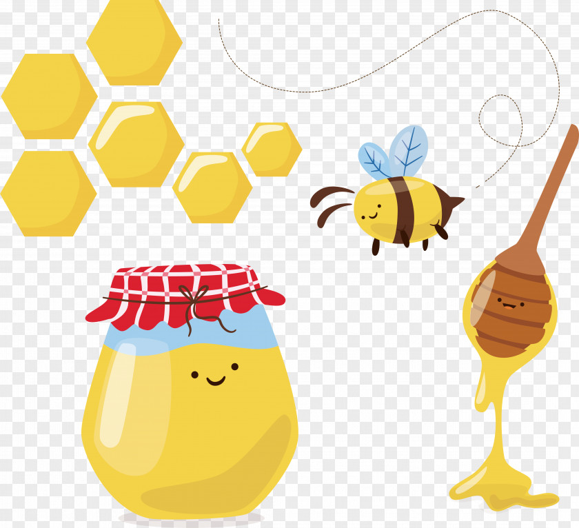Creative Honey Design Bee Honeycomb Euclidean Vector PNG
