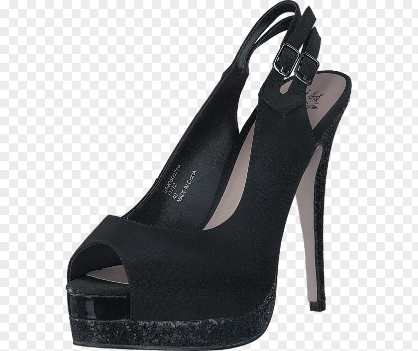 Sandal Shoe Suede Heel Black PNG