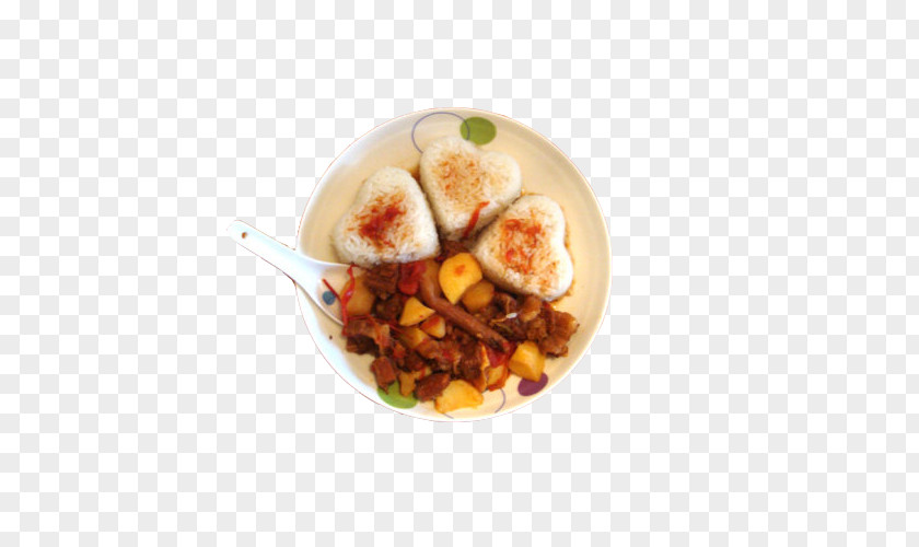 The Heart-shaped Steamed Rice Sirloin Vegetarian Cuisine Full Breakfast Steak PNG