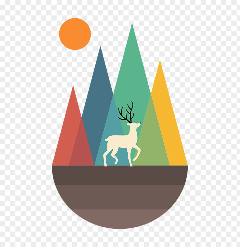 Flat Color Antelope Sunrise Illustration PNG