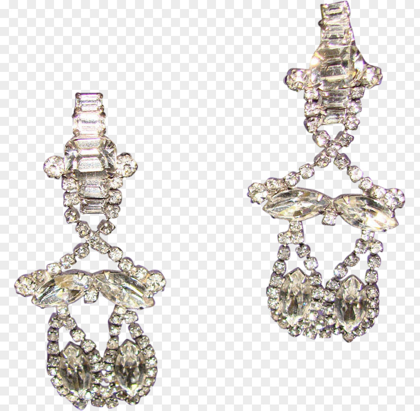 Silver Earring Bling-bling Body Jewellery Imitation Gemstones & Rhinestones PNG