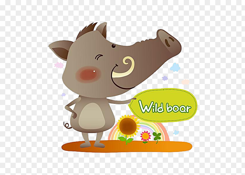 A Wild Boar Illustration PNG