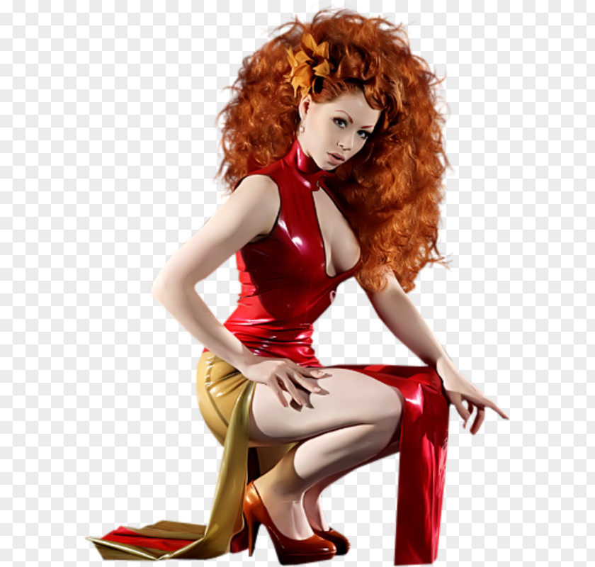 Woman Love Wig Yellow Red Hair PNG