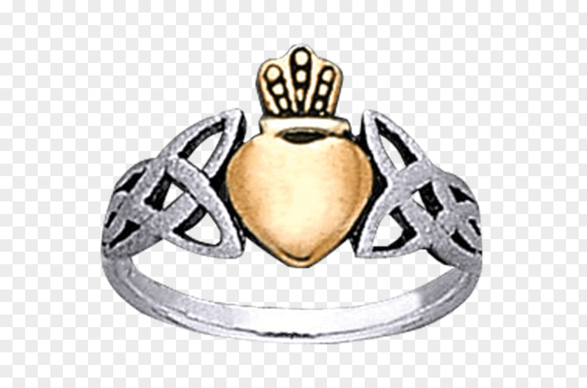 Ring Earring Claddagh Silver PNG