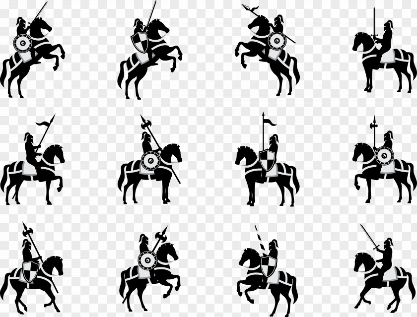 Black Warrior Riding Silhouette Cavalry Euclidean Vector PNG