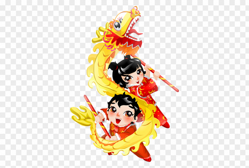 Chinese New Year Dragon Cartoon Dance Lion Illustration PNG