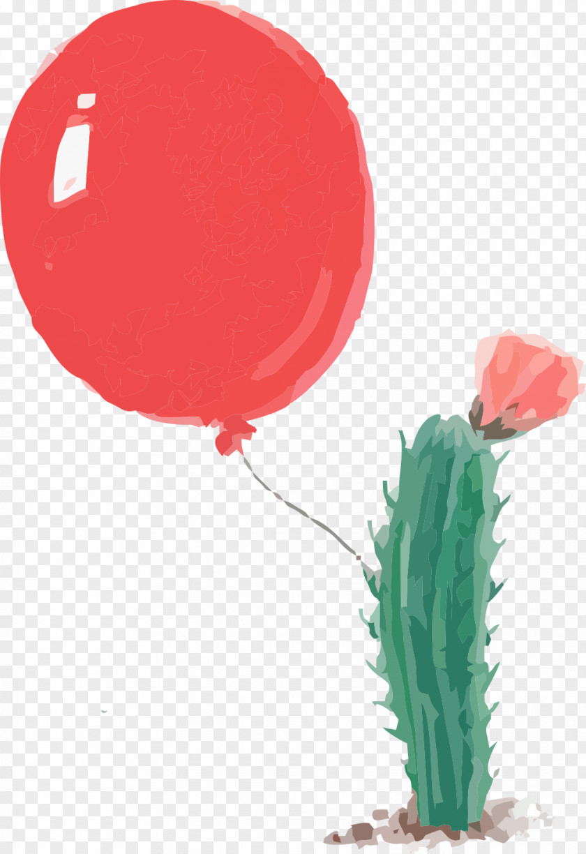 Green Cactus With Balloons Red Cactaceae Balloon PNG