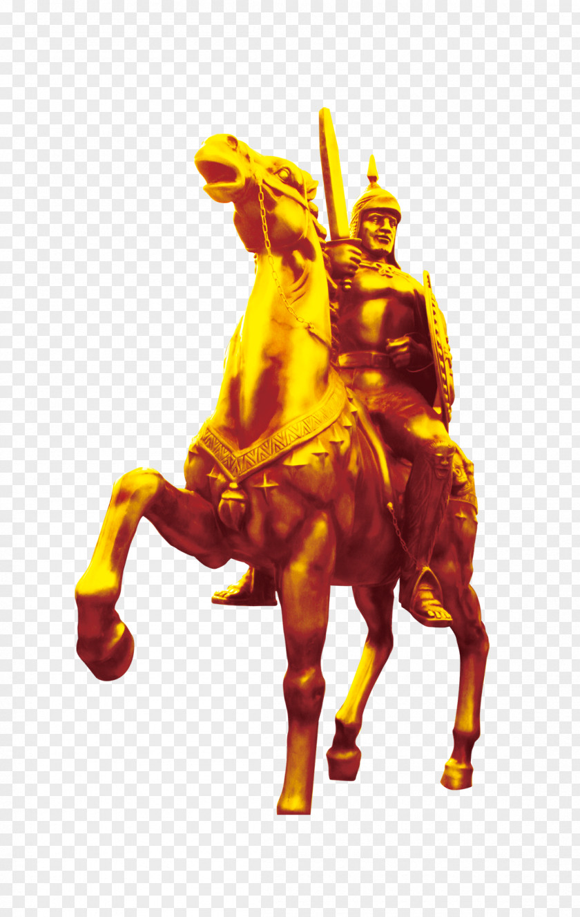 Golden Knight Sculpture Statue PNG