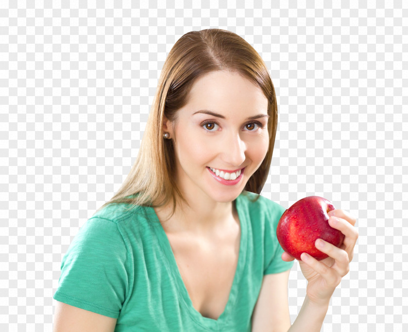 Woman With Apple Eating Diet Onion Raw Foodism Health PNG