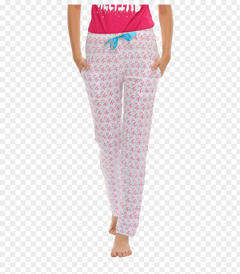 Pajamas Polka Dot Waist Leggings Pink M PNG