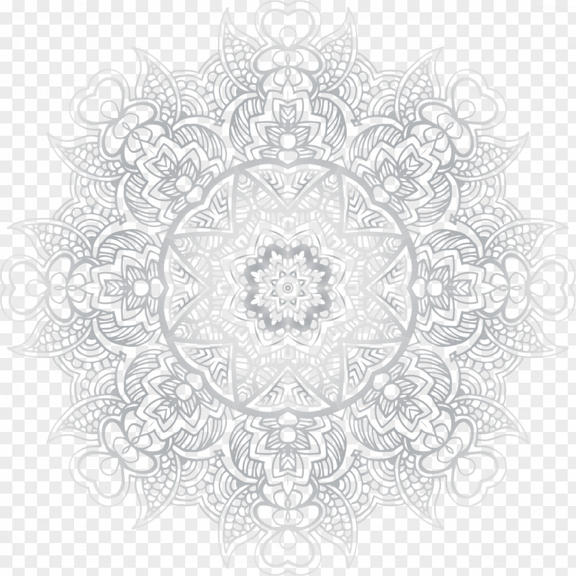 Hand Painted Gray Circle White Textile Pattern PNG