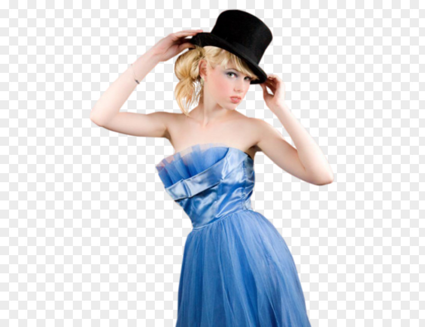 Woman With A Hat Painting Blue PNG