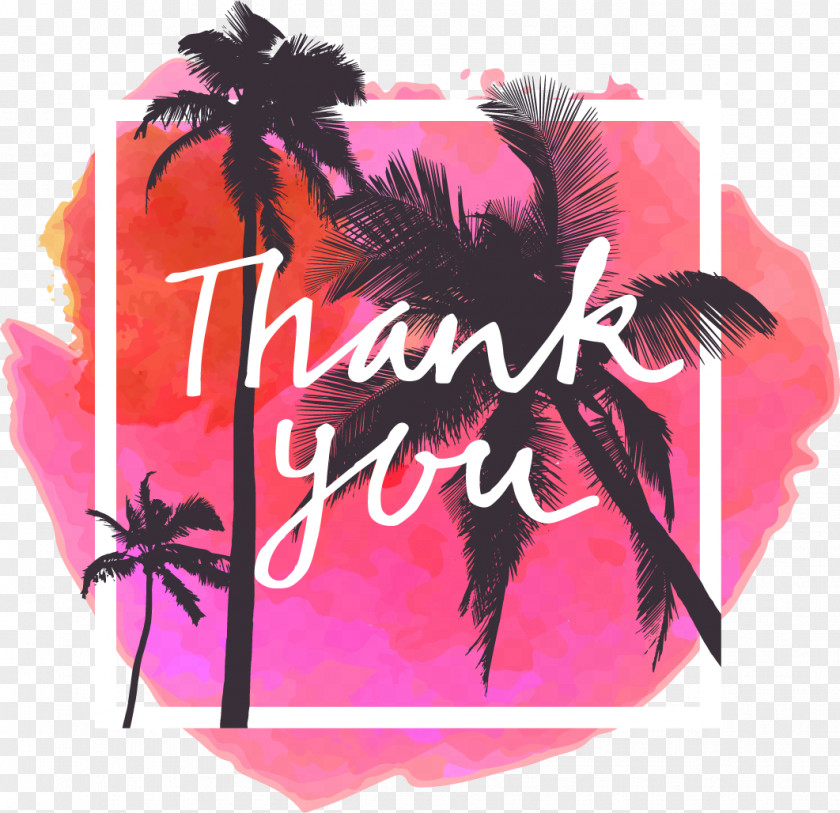 Thank You Pink Watercolor Background PNG