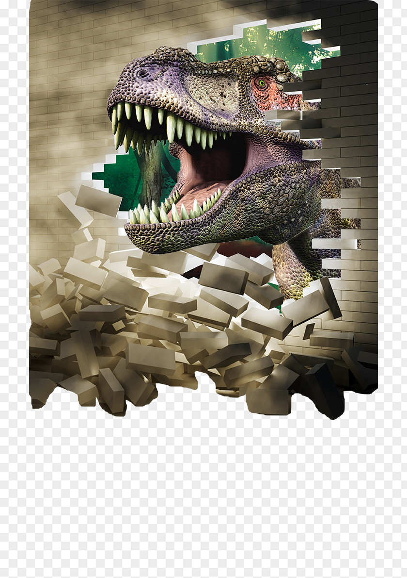 Dinosaur Wall Decal Three-dimensional Space Sticker Decorative Arts Wallpaper PNG