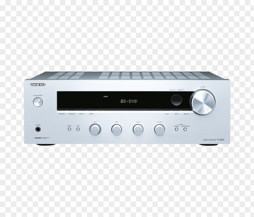 Onkyo TX-8020 AV Receiver Stereophonic Sound Audio Power Amplifier PNG