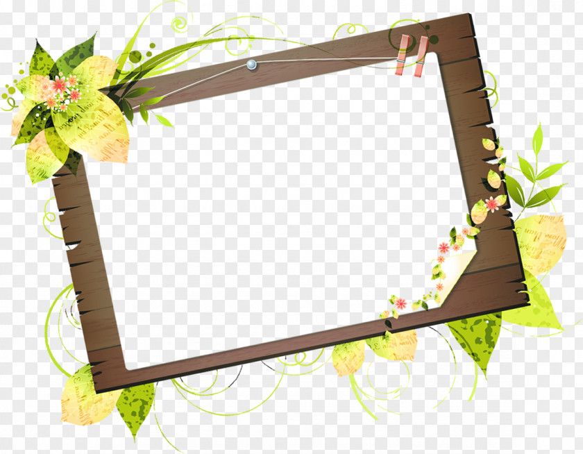 Painted Green Flowers Frame Picture Template Pattern PNG
