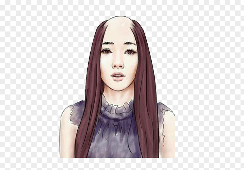 Bald Long Hair Woman Hand Drawing Loss Capelli PNG