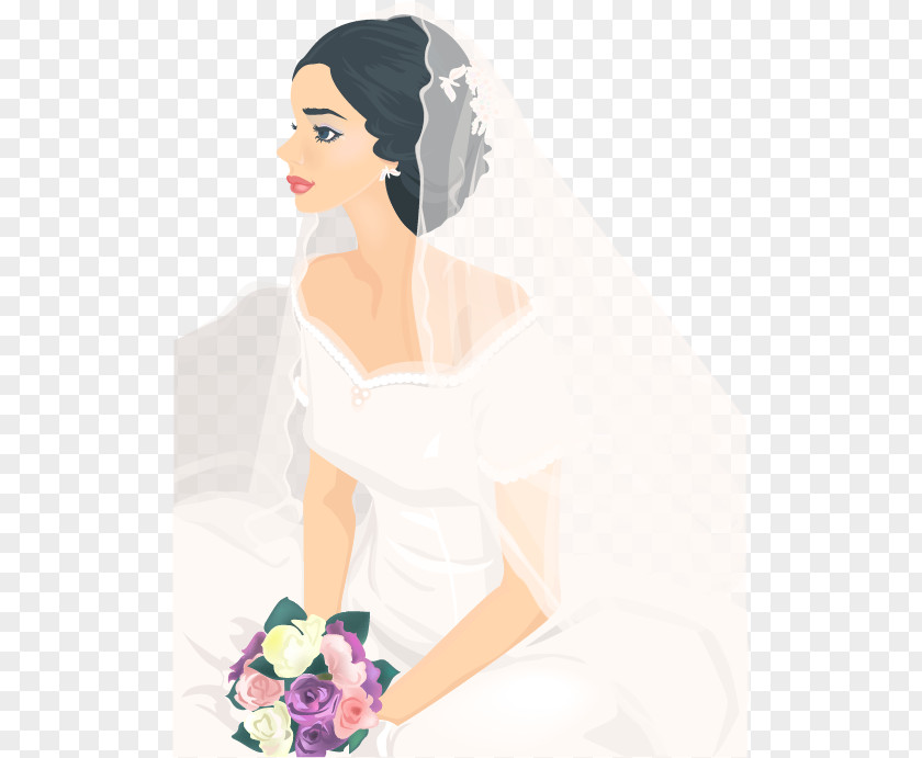 Valentine's Day Wedding Cartoon Characters Bride Contemporary Western Dress Illustration PNG