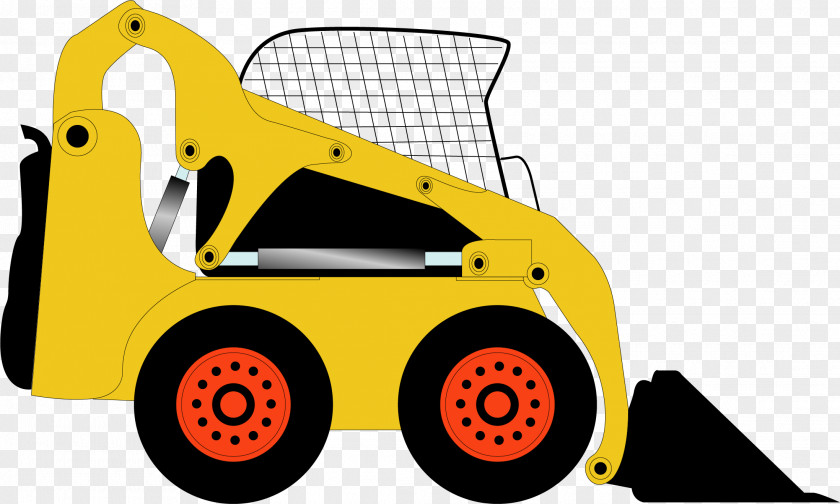 Vector Hand-painted Bulldozer Excavator Cartoon Poster PNG