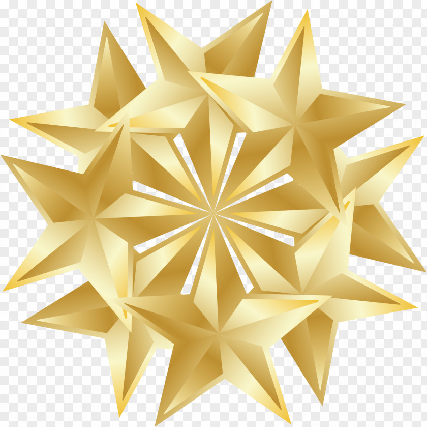Golden Pentagonal Star Vector Graphic Design PNG