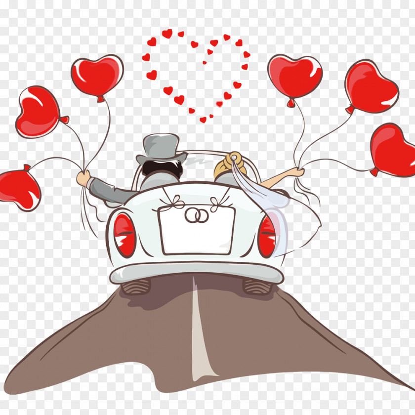 Cartoon Car Wedding Invitation Bridegroom Clip Art PNG