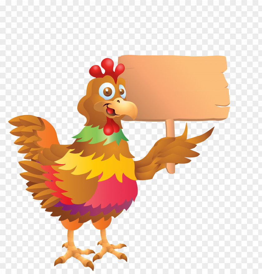 Hand-painted Placards Chick Rooster Cartoon Stock Illustration PNG