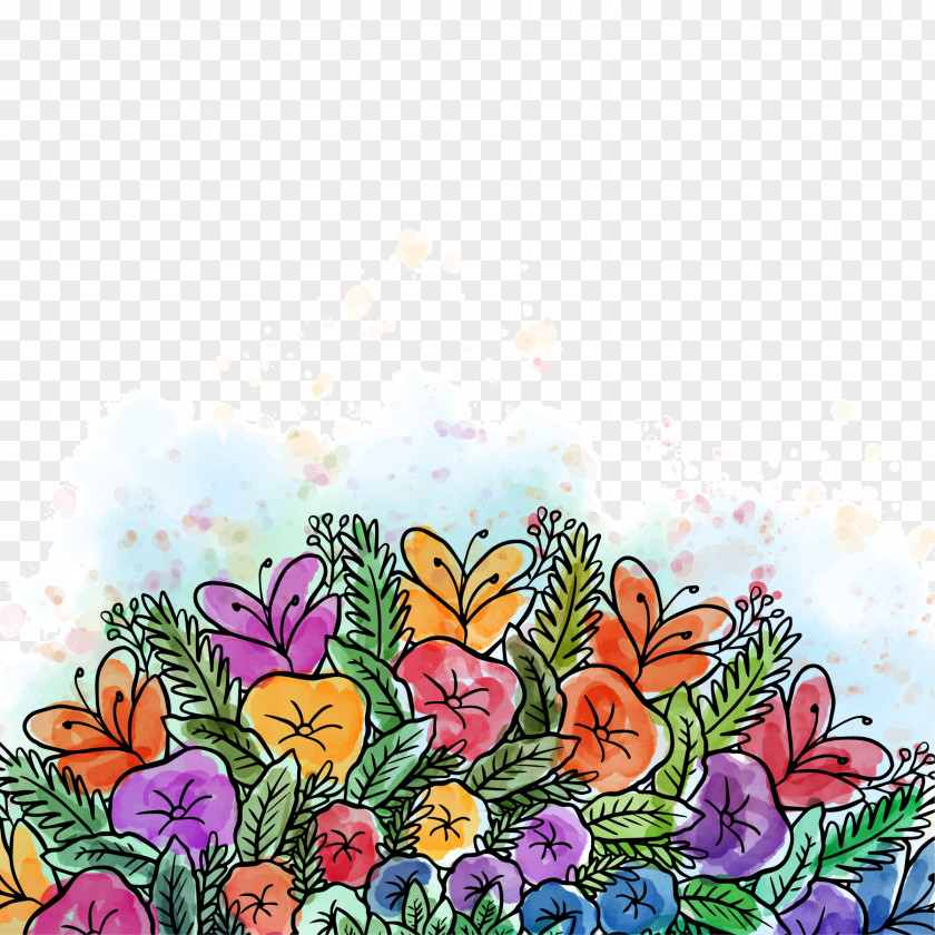 Hand-painted Decorative Floral Vector Background Design Poster Flower PNG