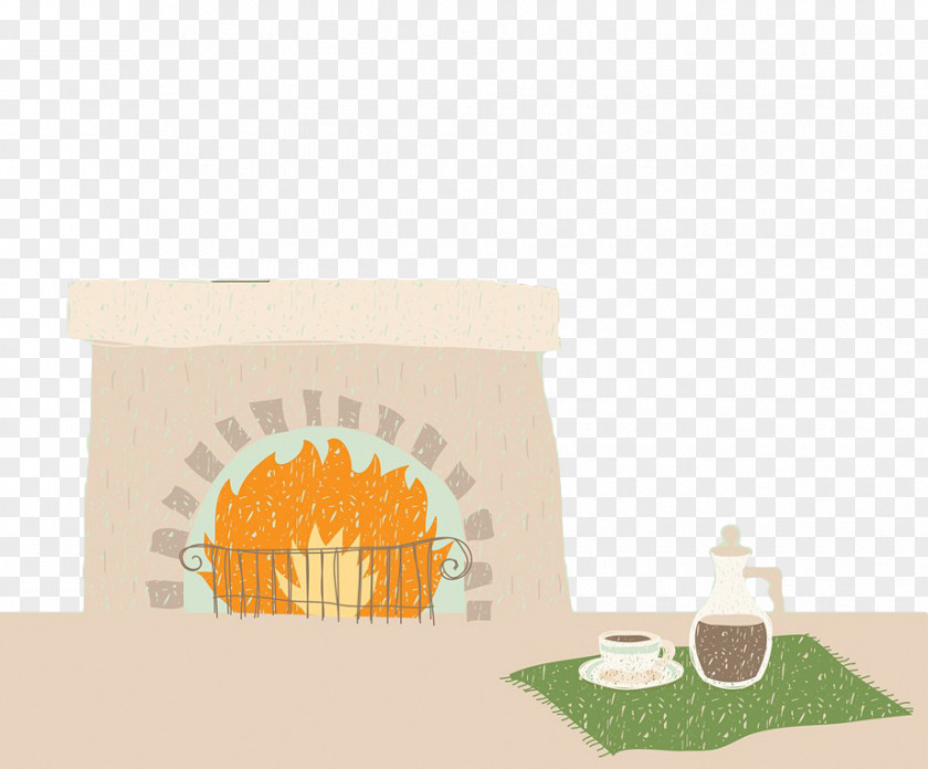 Hand Painted Fireplace Drawing Hearth Illustration PNG