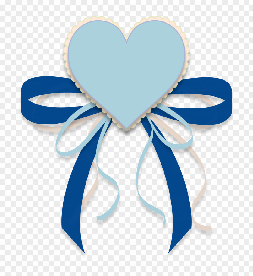 Ribbon And Heart Blue. PNG