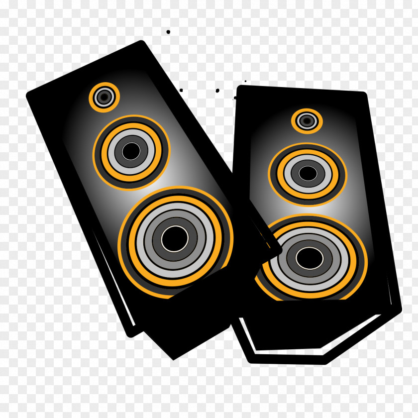 Black Stereo Speakers Loudspeaker Computer Stereophonic Sound PNG
