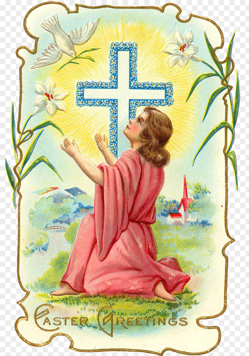 Easter Cross Postcard Resurrection Religion Christianity PNG