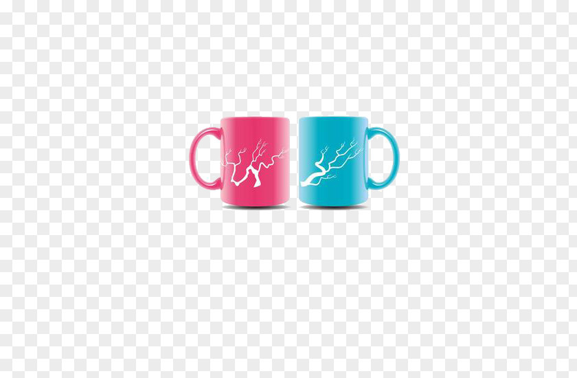 Pink Blue Glass Pattern Coffee Cup Mug Clip Art PNG