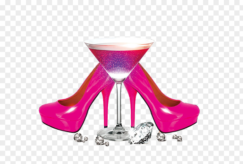 Red Wine With High Heels Cocktail Bar Poster PNG