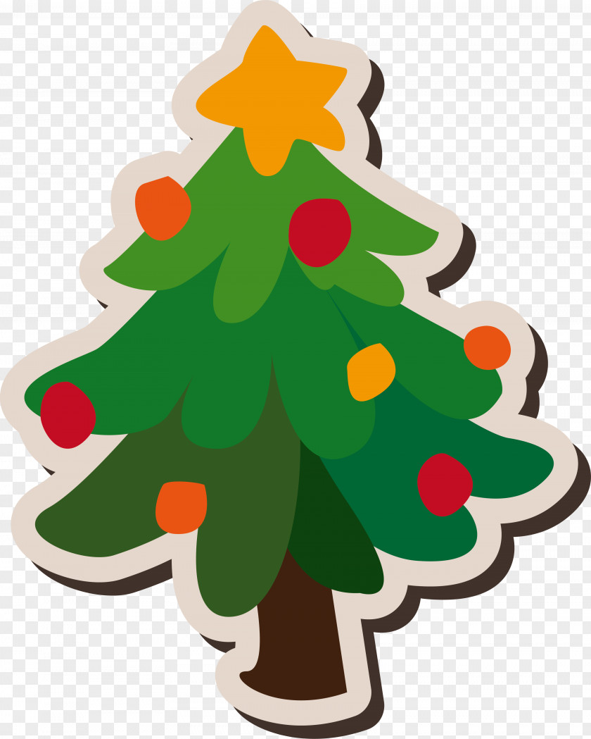 Christmas Tree Sticker Design Santa Claus Decoration PNG