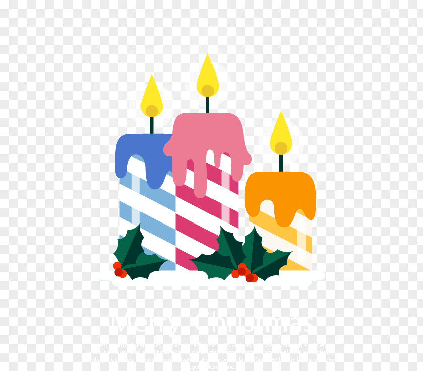 Three Striped Candles Light Candle Christmas PNG