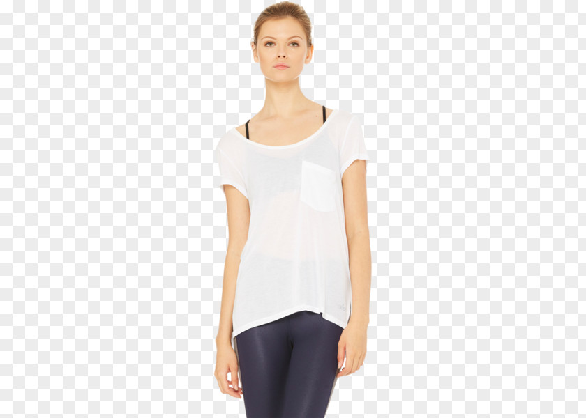 White Short Sleeves Sleeve T-shirt Shoulder Blouse PNG