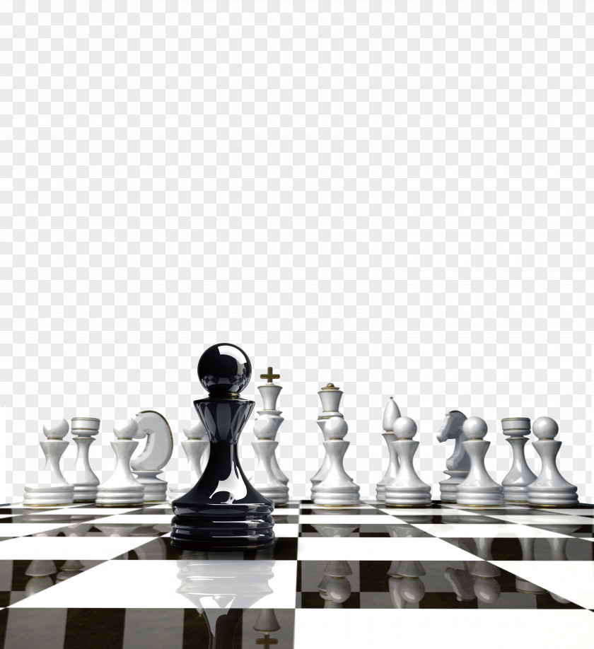 International Chess Piece White And Black In Chessboard Board Game PNG
