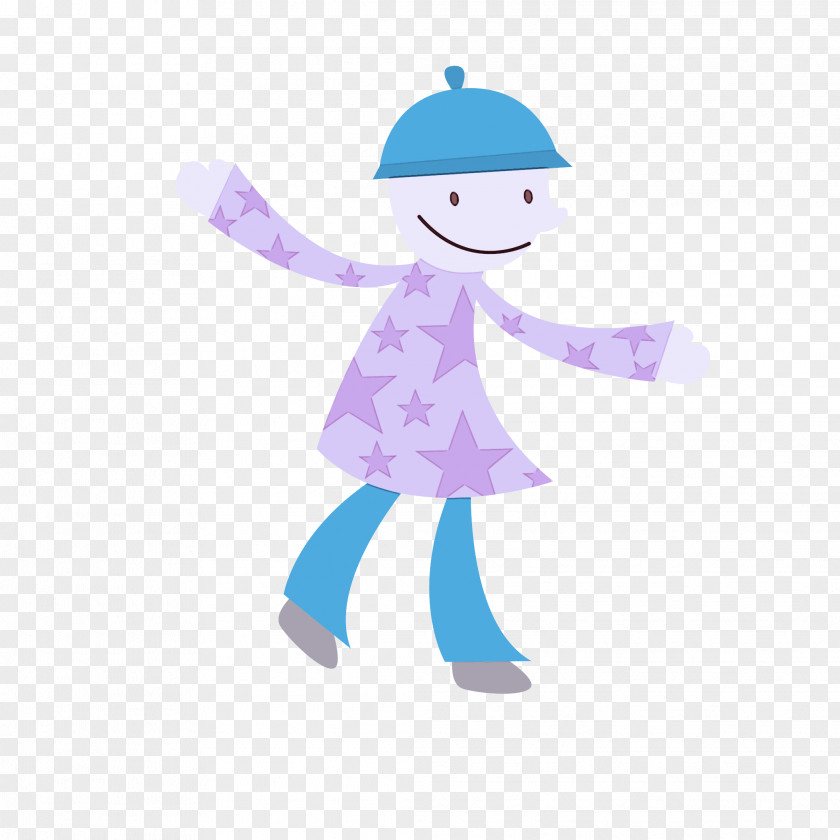 Cartoon Violet Ice Skating Child Costume PNG