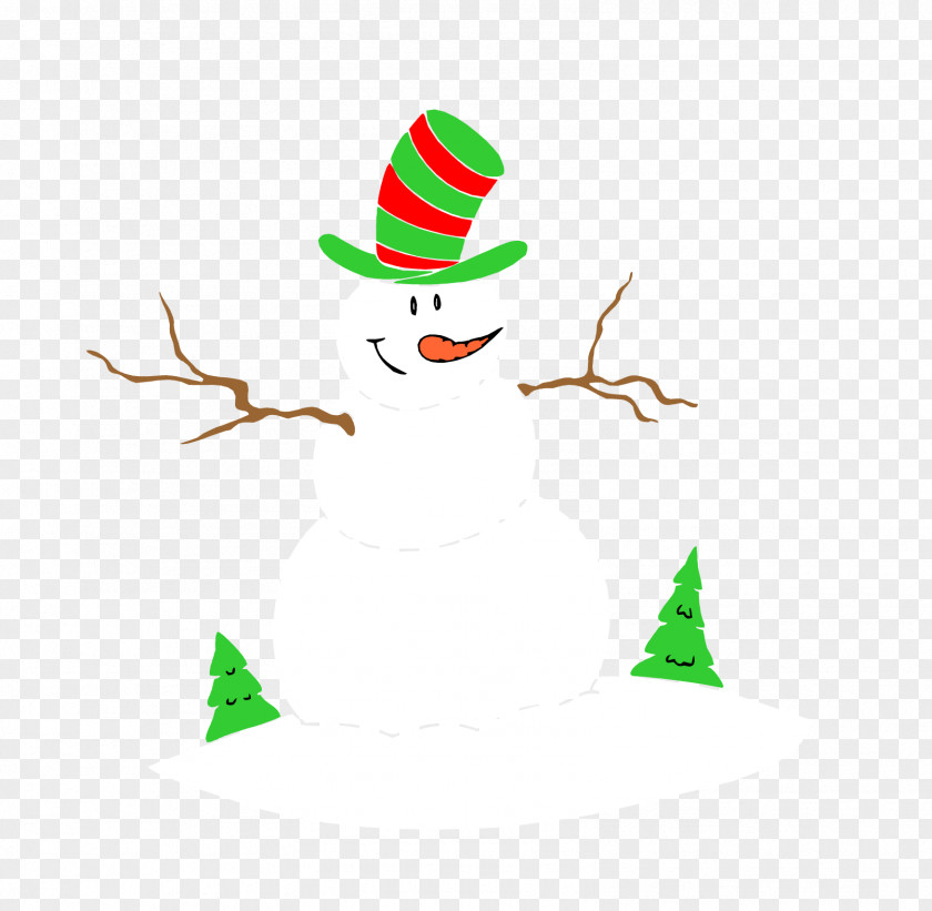 Snowman Wearing A Hat Scarf PNG