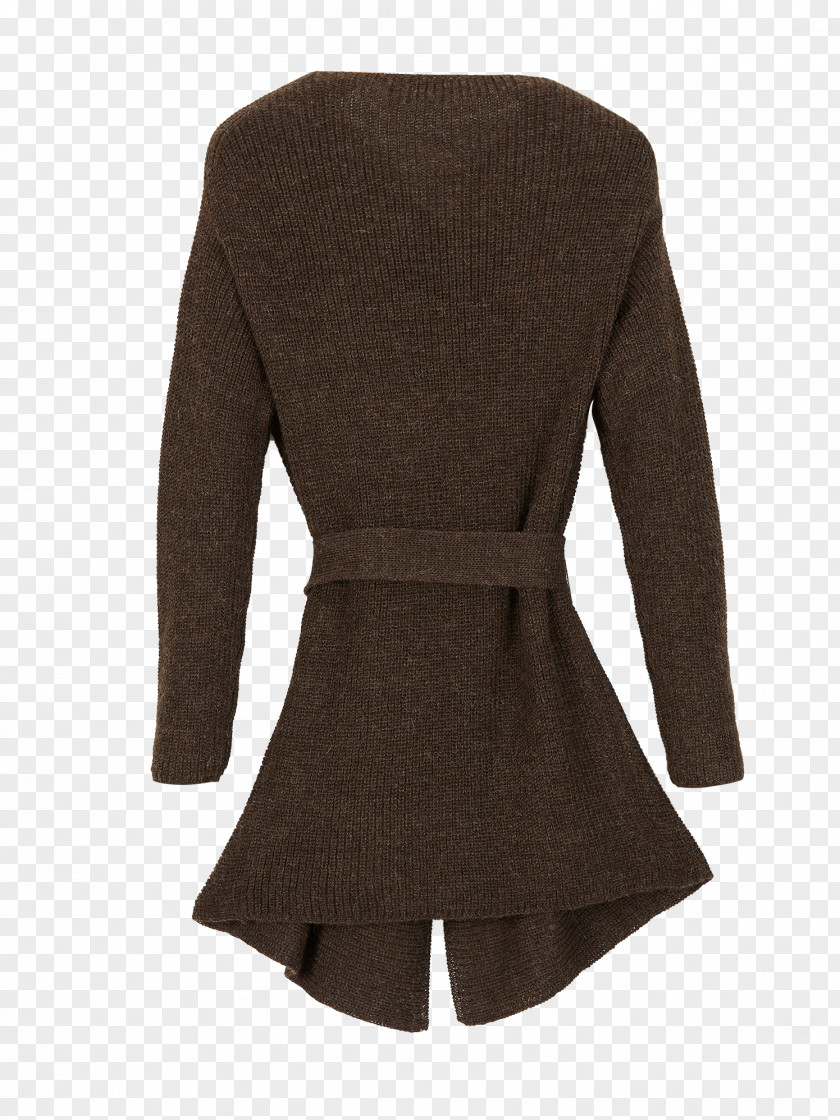 Cardigan Neck Brown Wool PNG