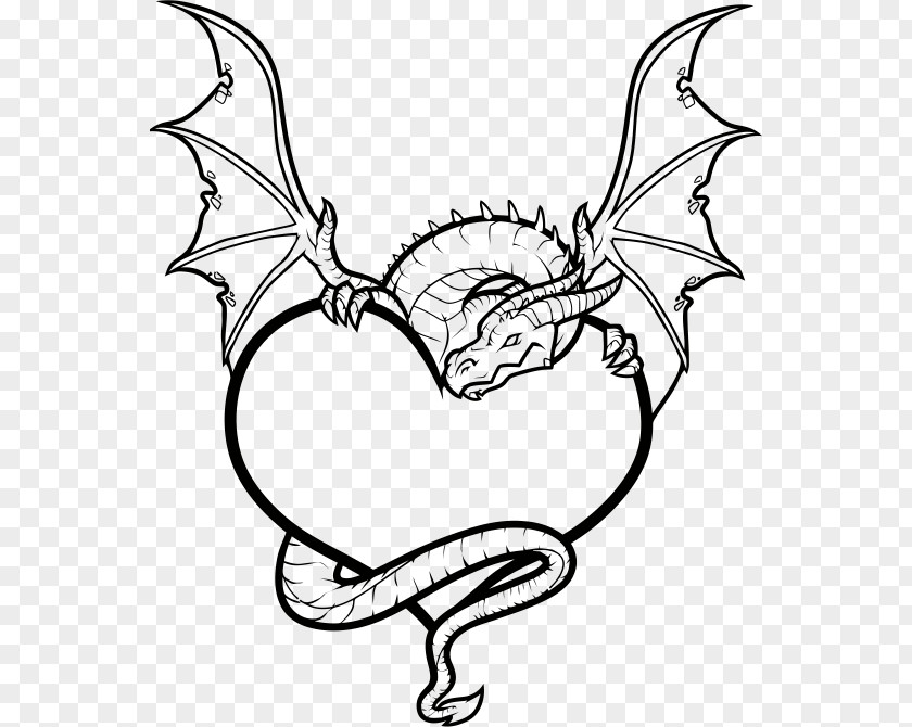 Dragon Drawing Heart Sketch PNG