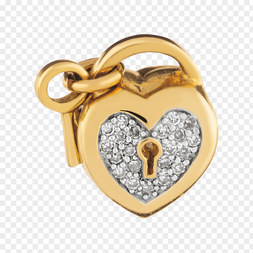 Gold Locket Earring Charm Bracelet Diamond PNG