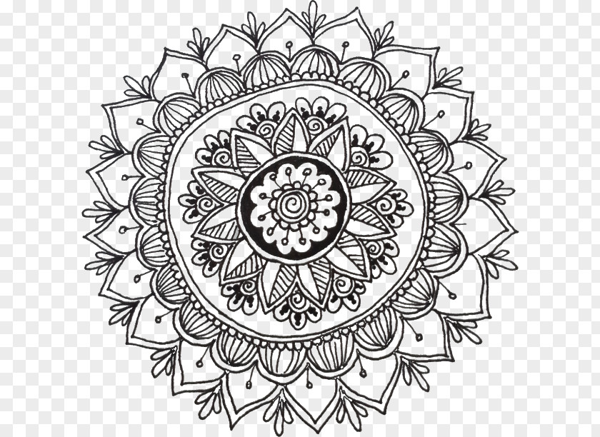 Half Mandala Pattern Doodle Drawing Illustration PNG