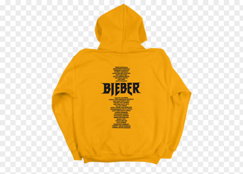 Yellow Drop Purpose World Tour Hoodie Believe T-shirt PNG