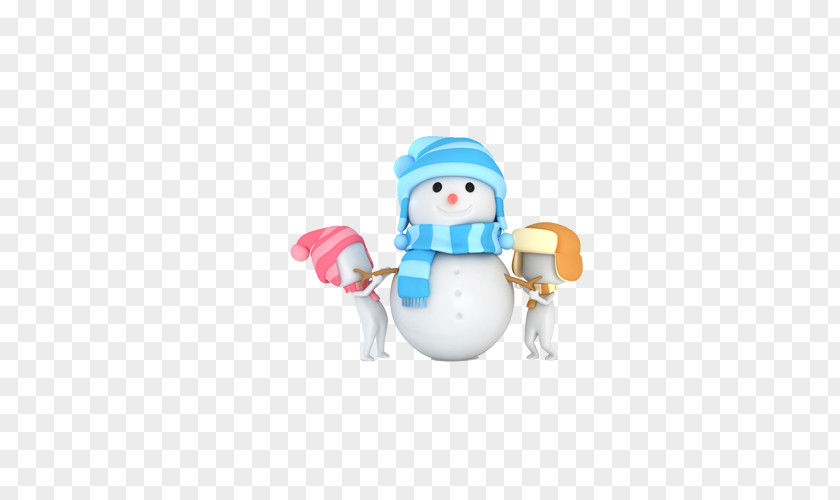 Cartoon Christmas Snowman And Children Table Drawing PNG