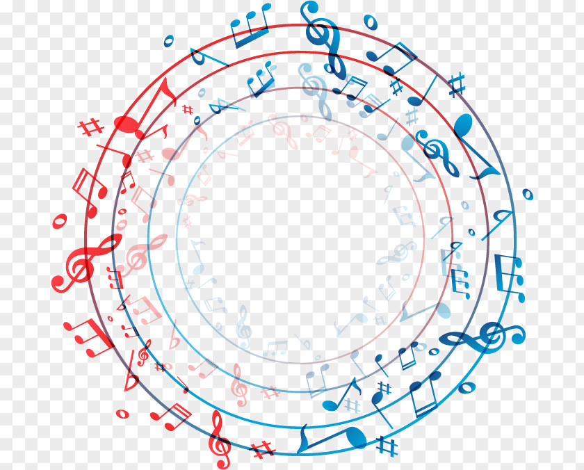 Music PNG , Notes ring, round musical notes template border clipart PNG